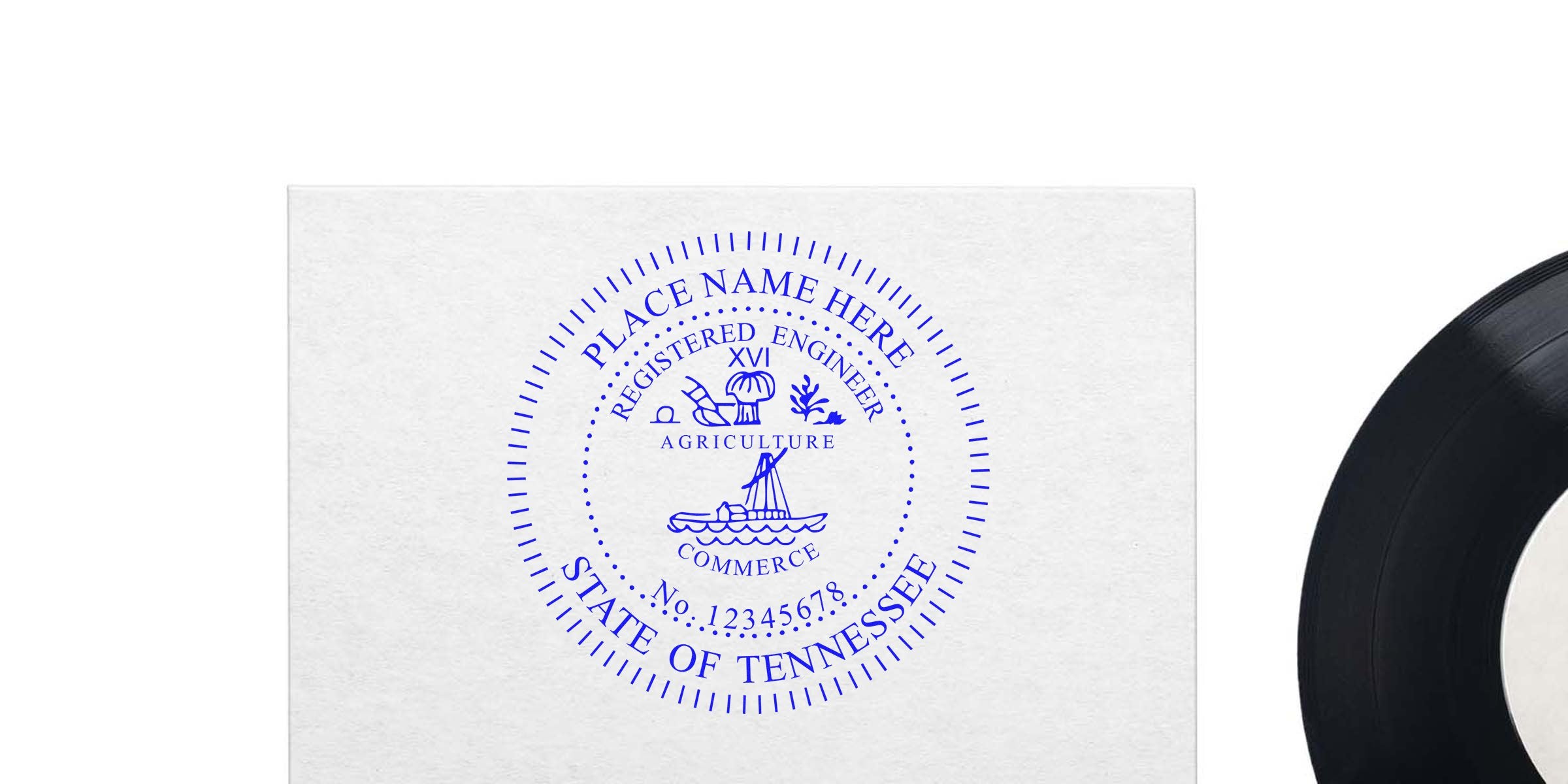 Tennessee engineer seal embosser on white paper, a reliable tool for authenticating official documents.