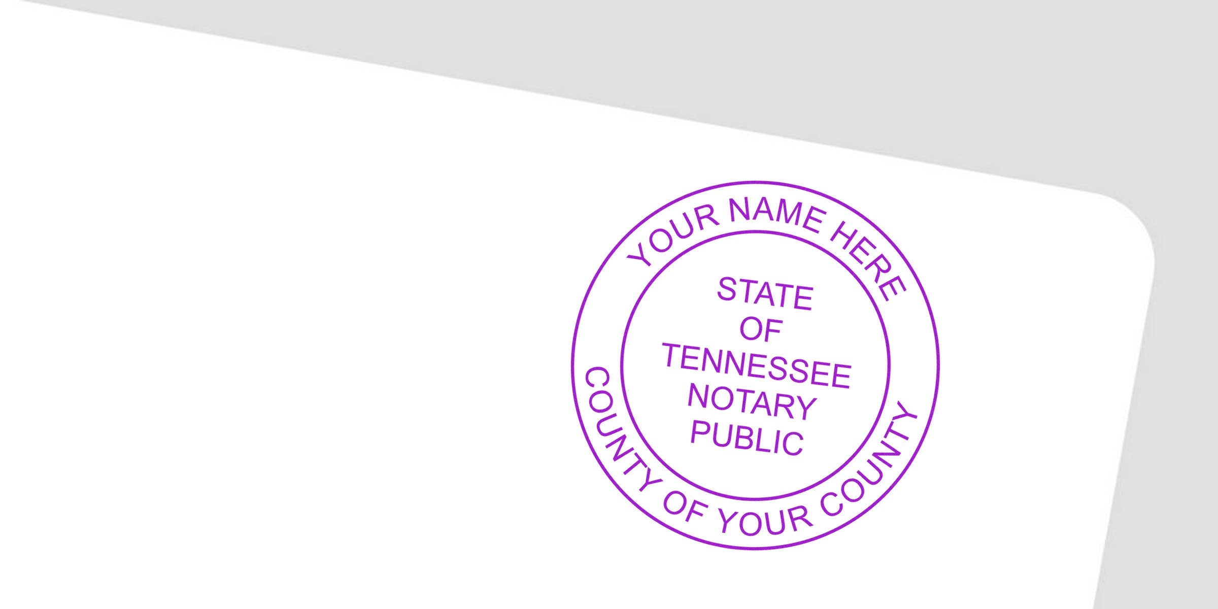 Tennessee notary stamp with customizable name and county, perfect for official documents and buying notary supplies.