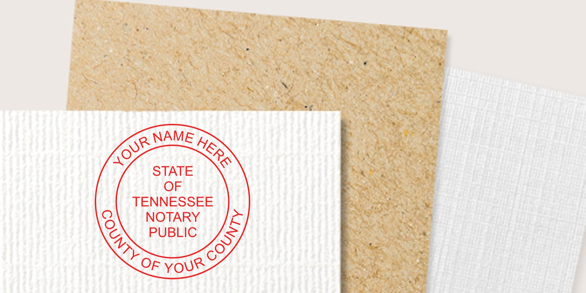 Custom Tennessee notary stamp on textured paper, ideal for official county documents and the perfect choice for your notary needs.