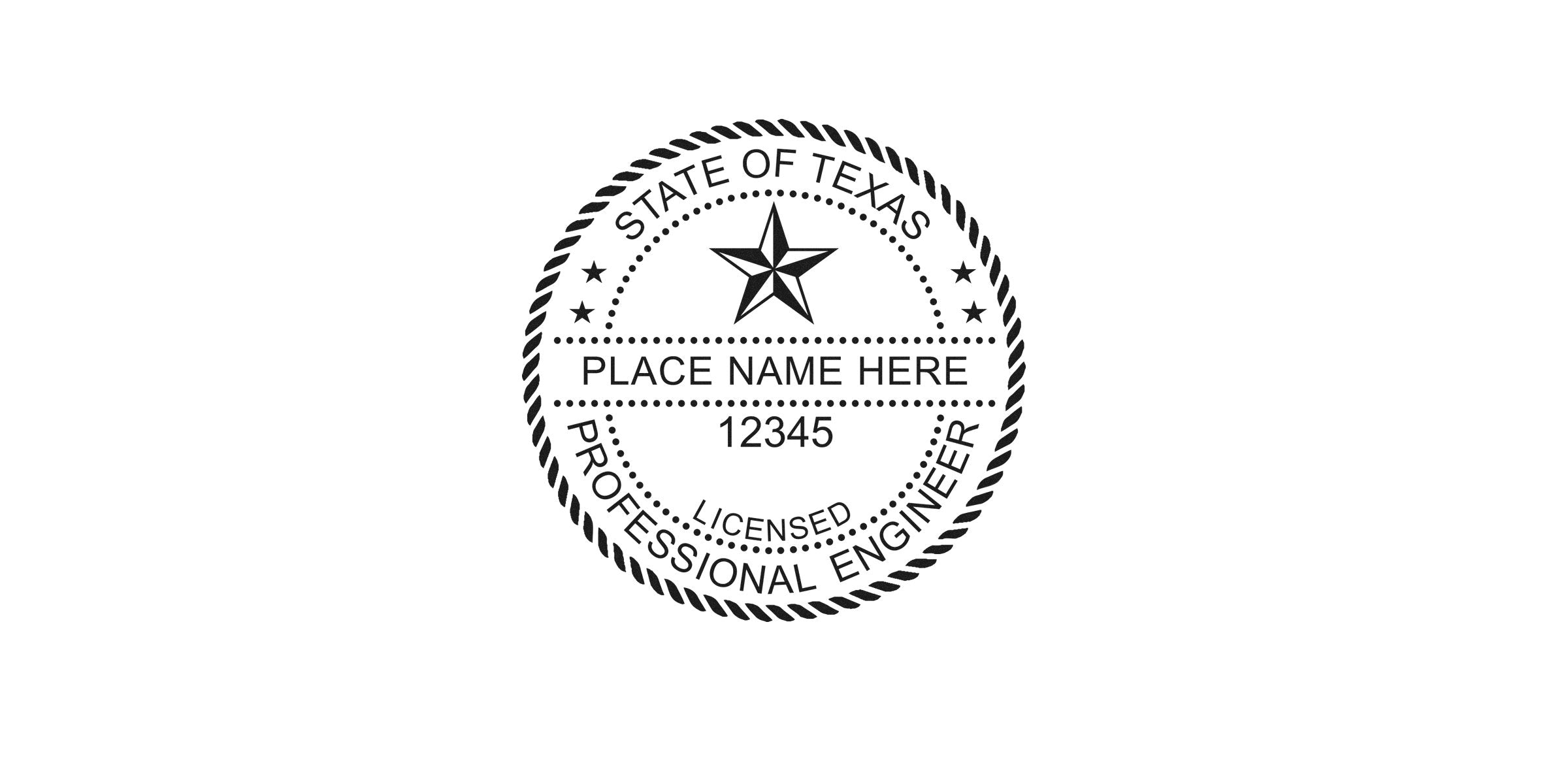 Texas Professional Engineer Stamp with customizable location and license number, perfect for use with the PE Stamp Buying Guide.