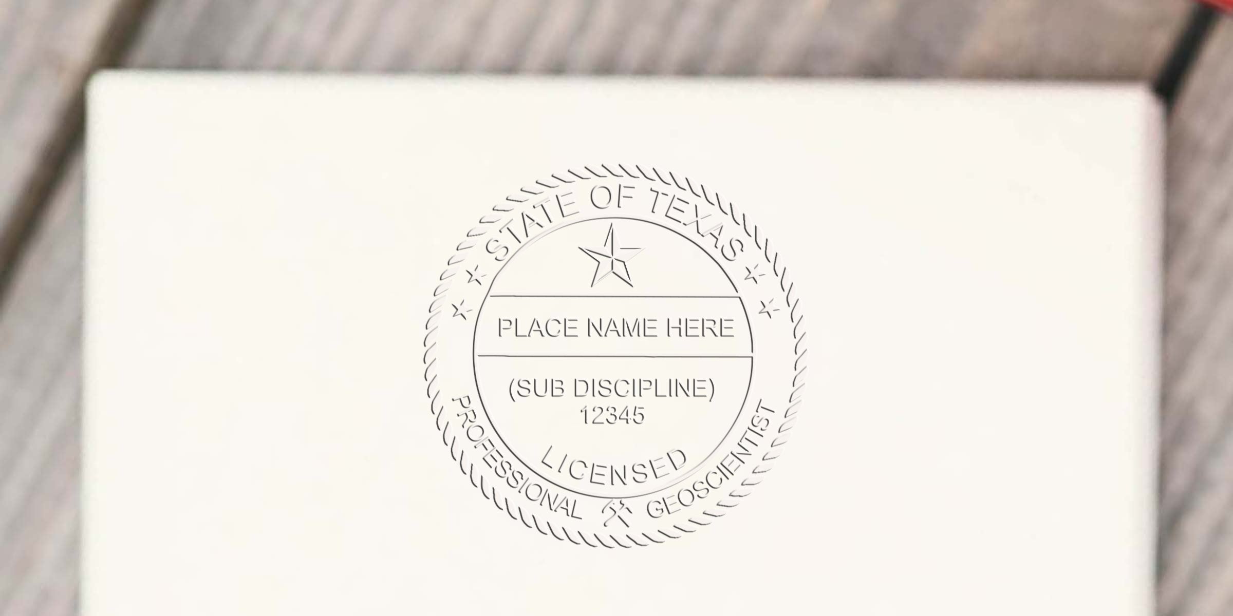 Texas Geologist Stamp with professional geoscientist license seal on white background, following Geologist Stamp Guidelines.