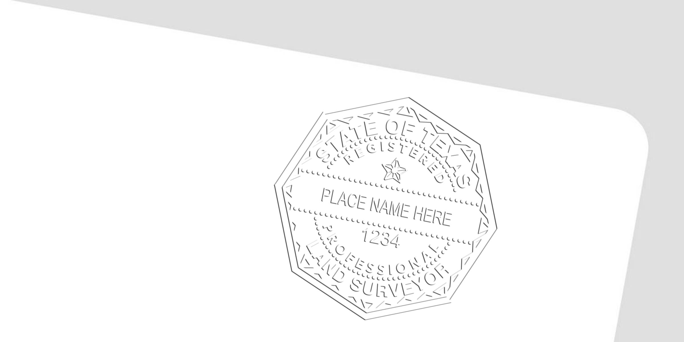Embossed seal of a Texas professional land surveyor on white paper, symbolizing land surveying services, Texas surveyor fees, and surveyor stamp costs.