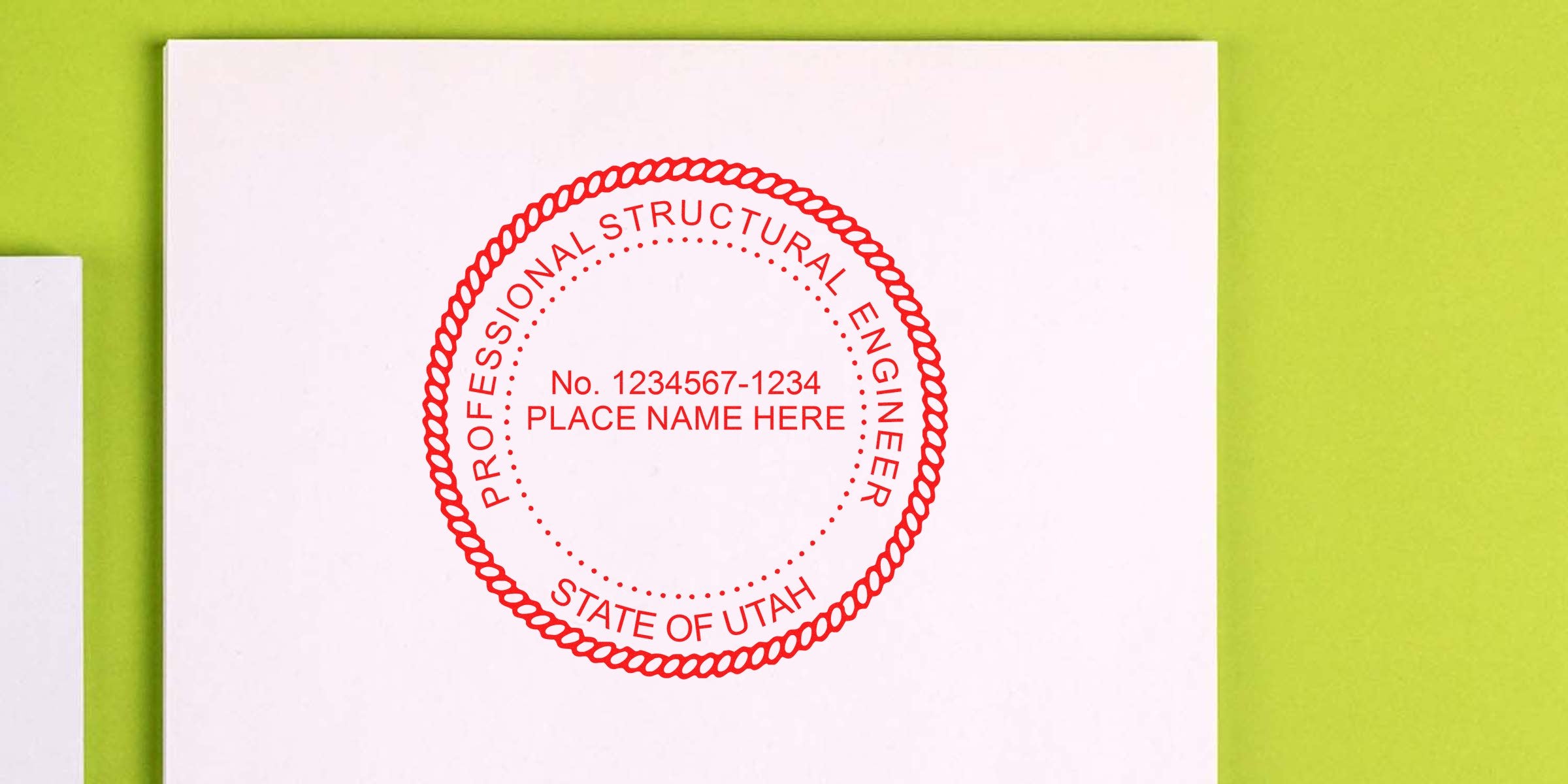 Professional Engineer Stamp Utah, red circular PE seal on white paper, official engineering certification mark, state document seal.