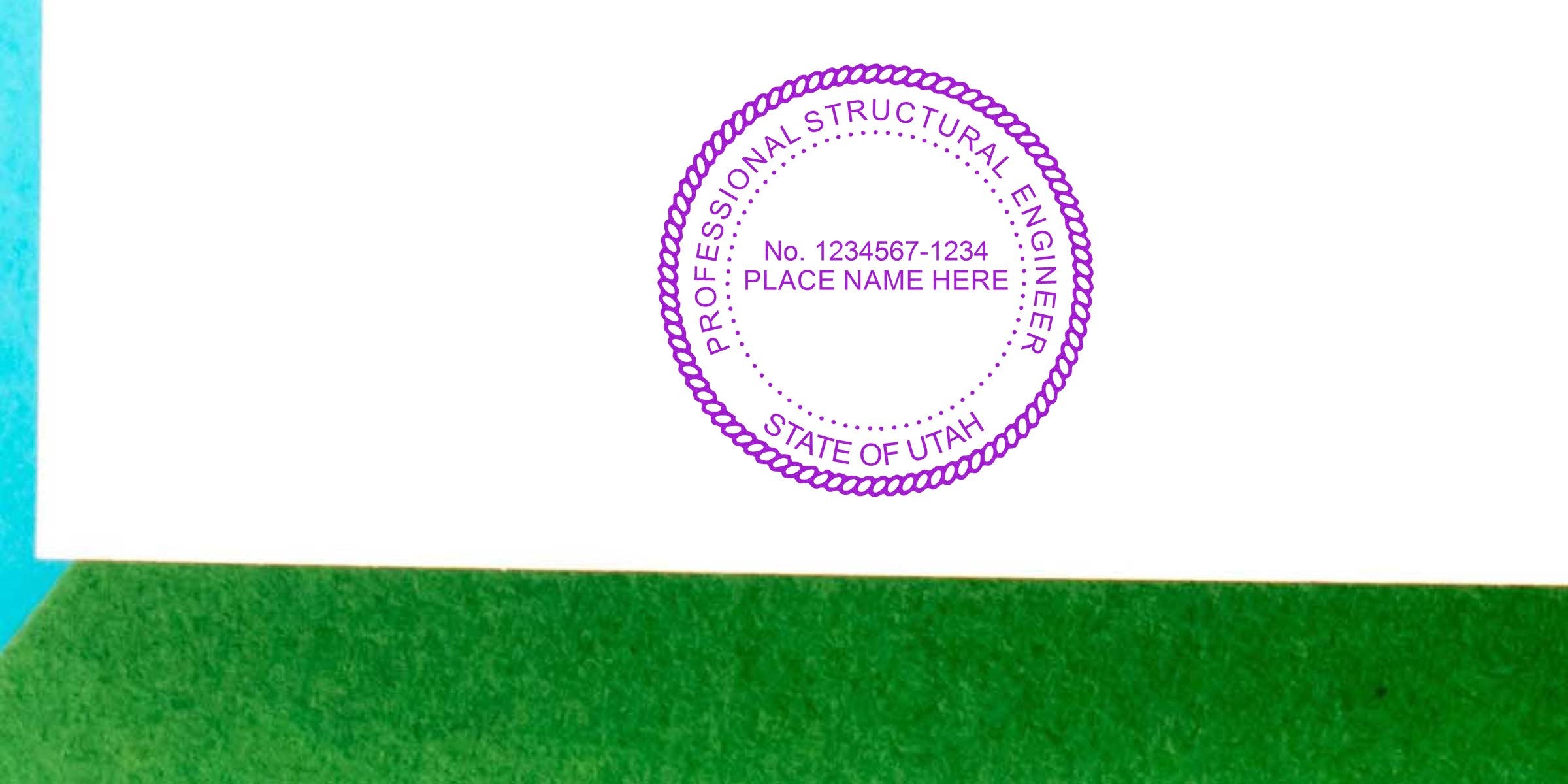 Professional Engineer Seal Utah with registration number on white and green background. Buy Utah Engineer Seal now.