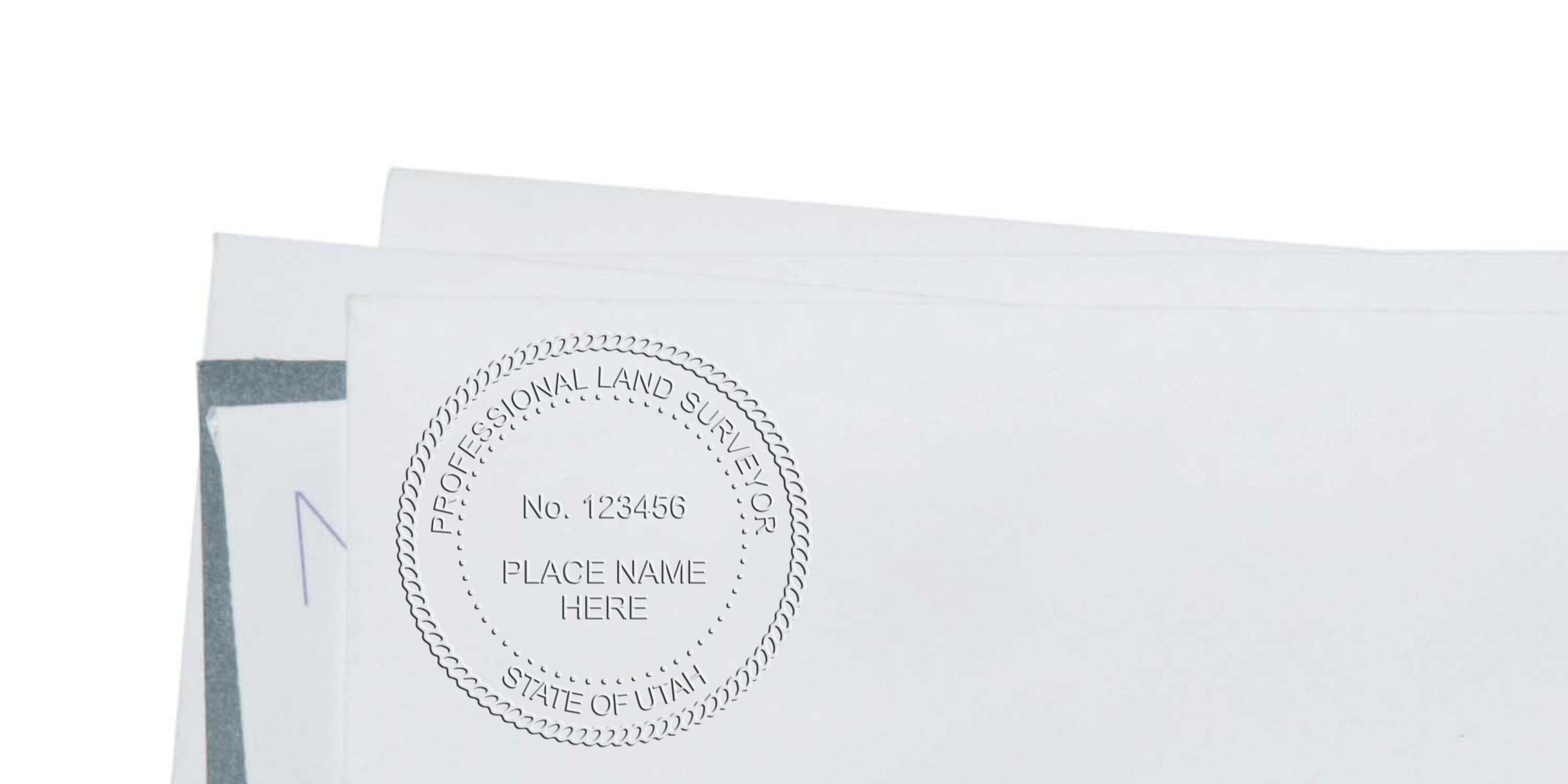 Professional Utah land surveyor embossed seal on official documents, meeting Utah land surveyor stamp size and regulation requirements.