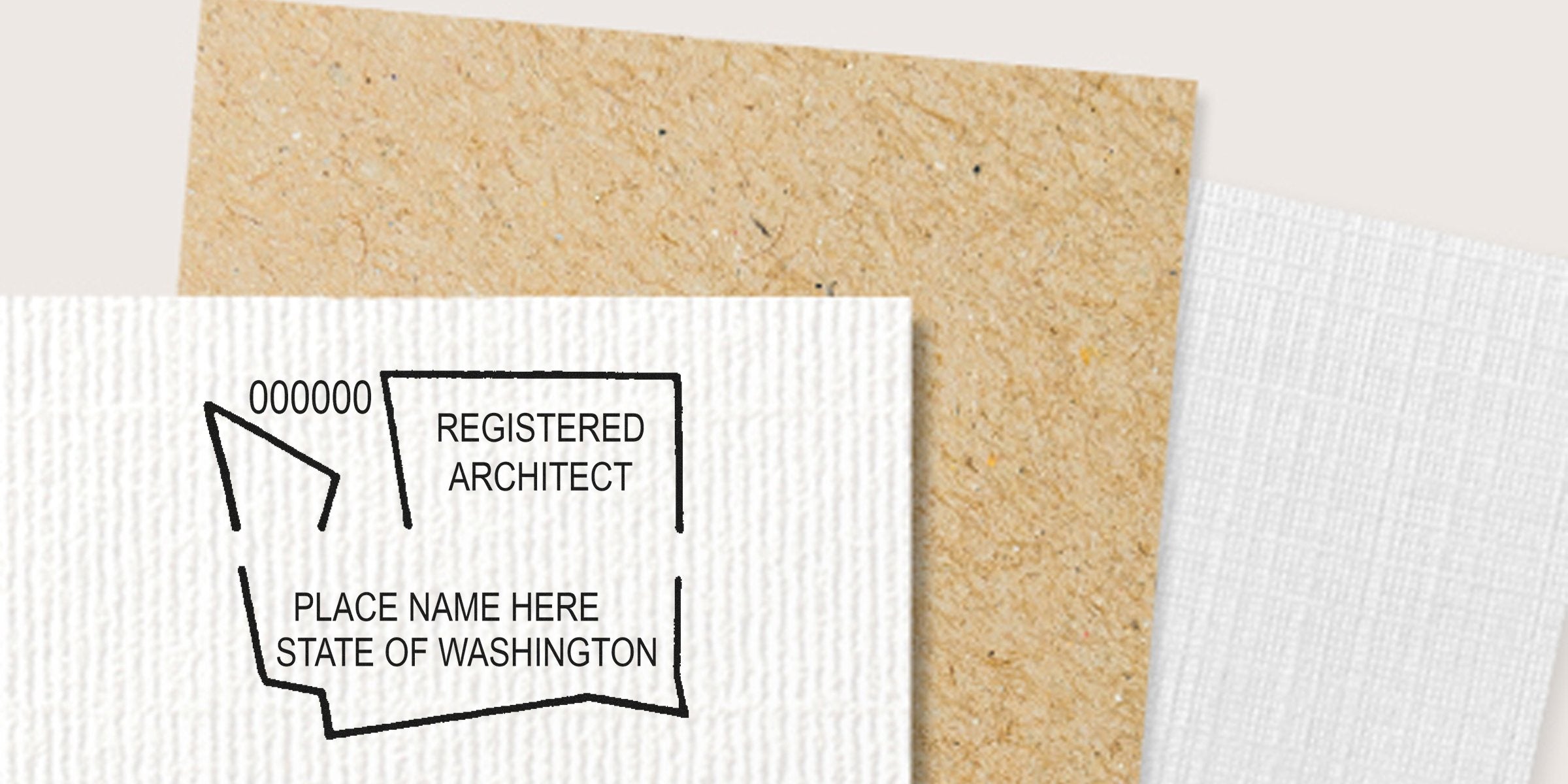 Washington Architect Stamp on textured paper with blank name for official certification and licensing in Washington state.