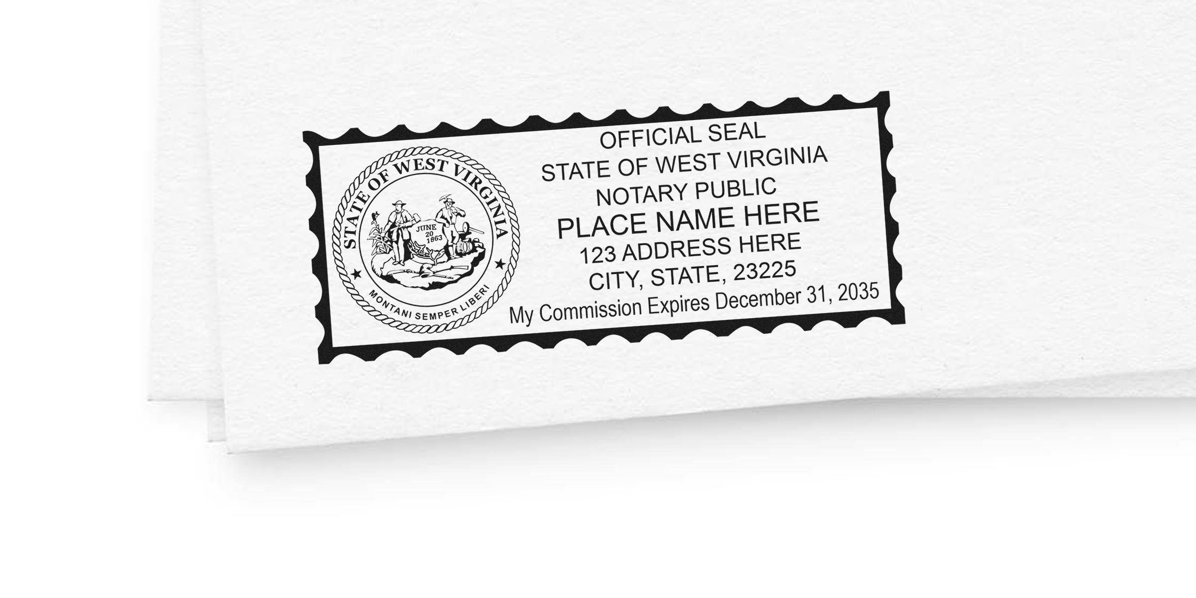 West Virginia notary seal on white paper showing official seal and commission expiration date, highlighting the advantages of the notary stamp.