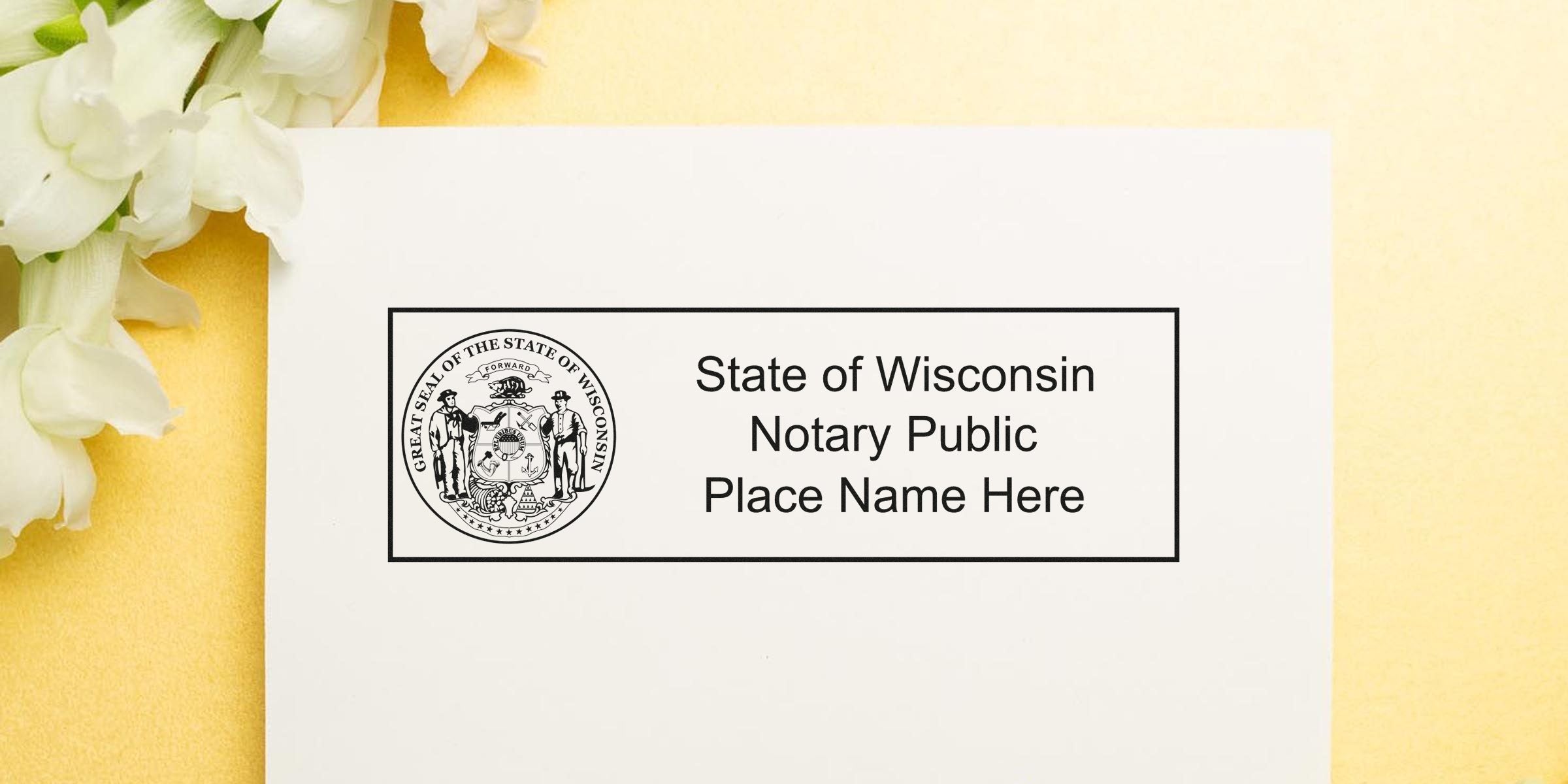 Wisconsin notary public stamp with floral design, ideal for official document certification, a must-have for WI notary supplies.