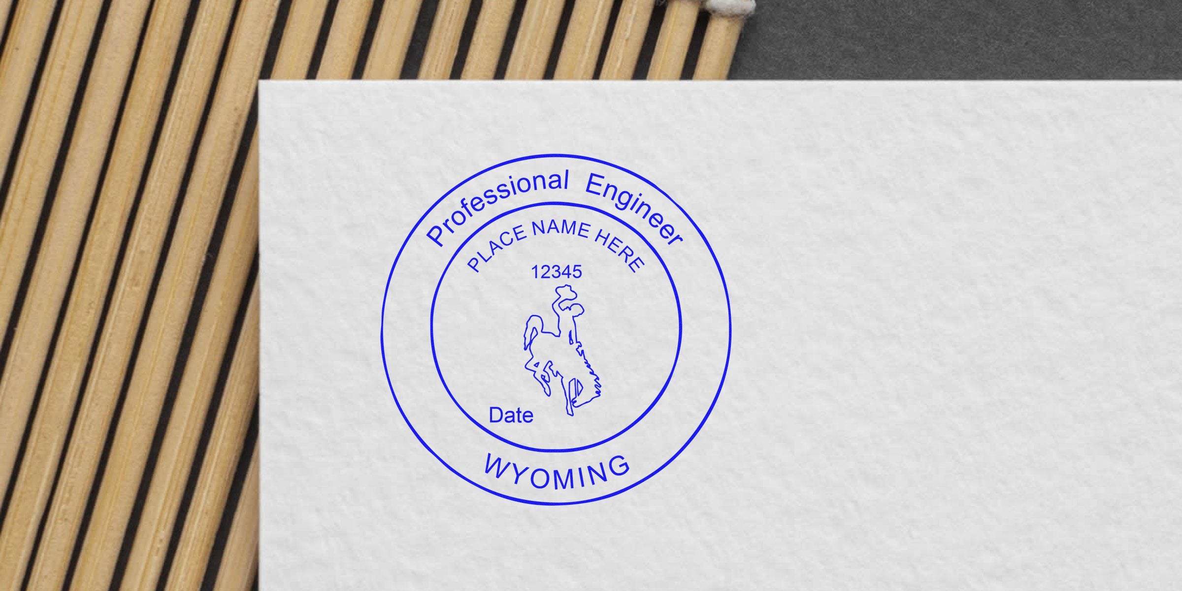 Wyoming engineering seal stamp on white paper, compliant with Wyoming professional engineer certification requirements.