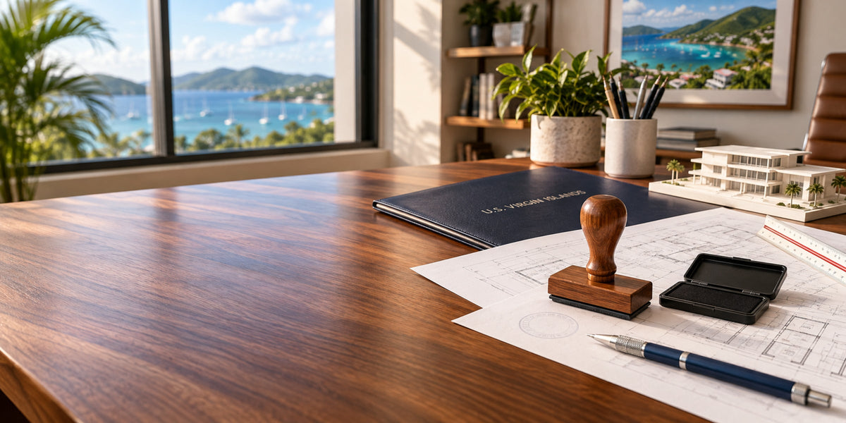 US Virgin Islands Architect Seal: Your Name and One Word