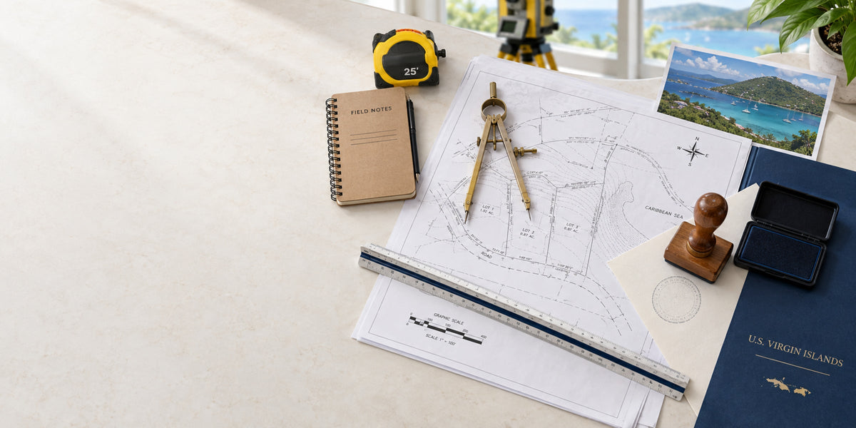 US Virgin Islands Land Surveyor Seal: Name and Two Words