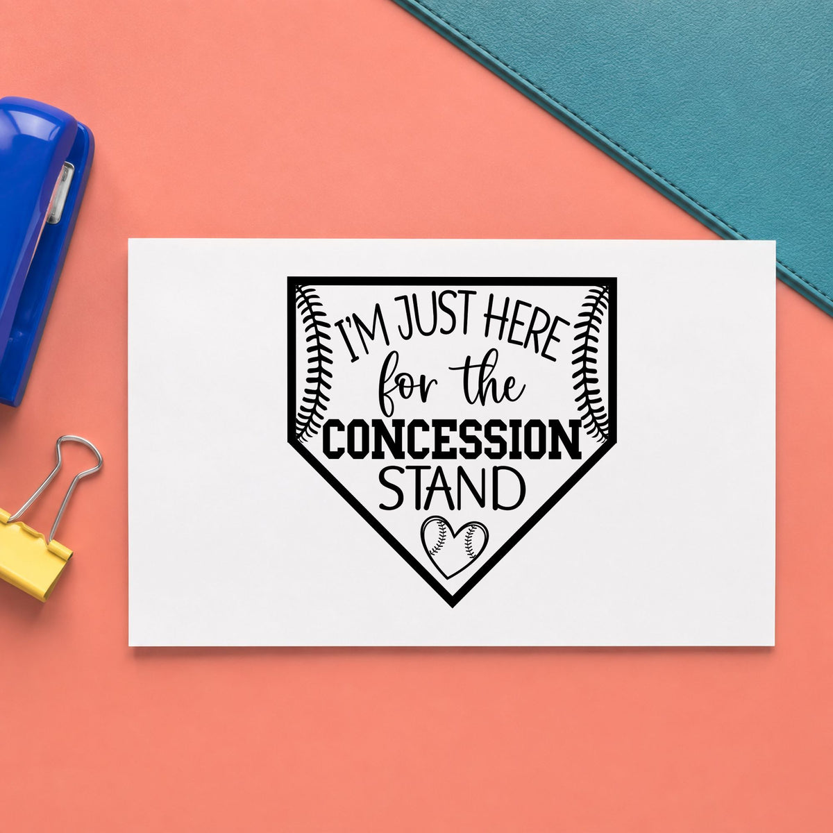 Concession Stand Fan rubber stamp printed in black ink, ready for grandparent gift tags and similar paper crafts.