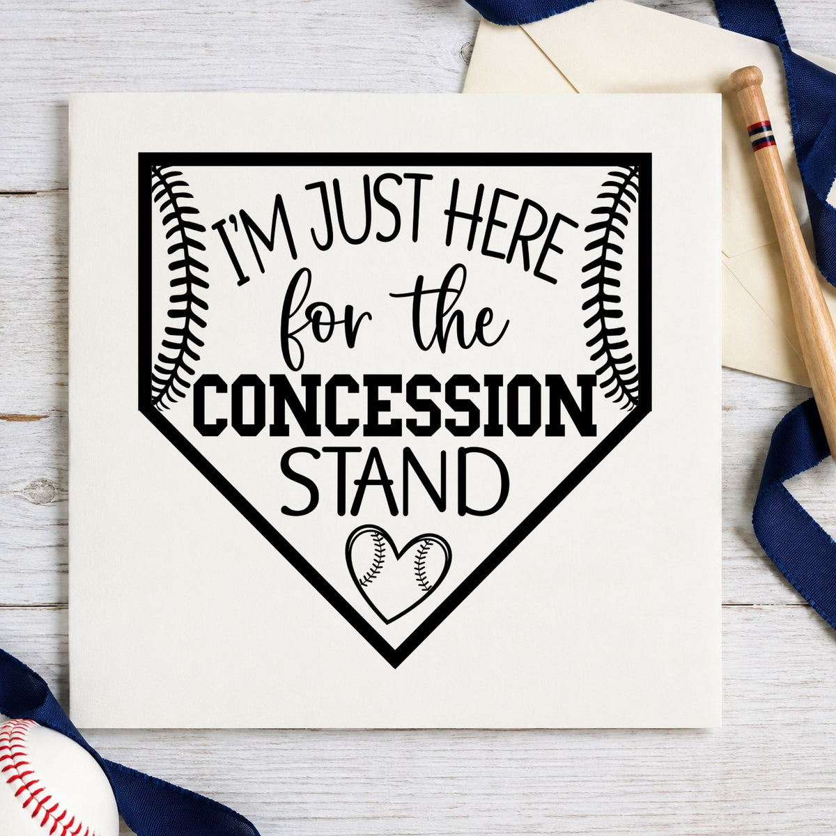 Concession Stand Fan rubber stamp printed in black ink, ready for funny birthday cards and similar paper crafts.