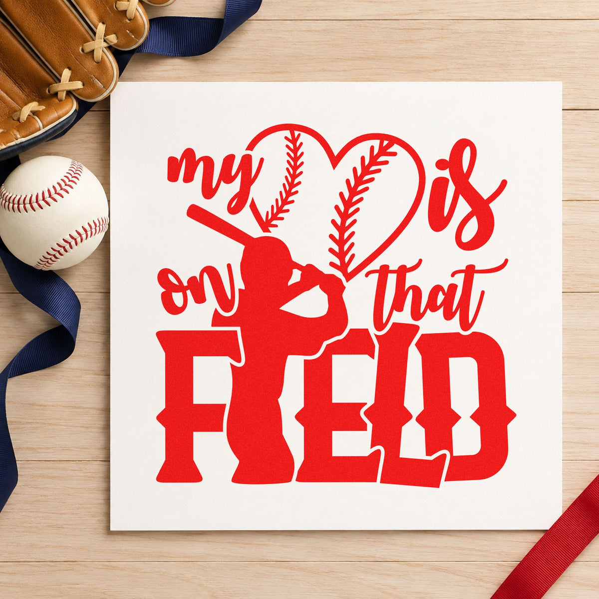 My Heart Is On That Field Wood Handle Stamp in use 7
