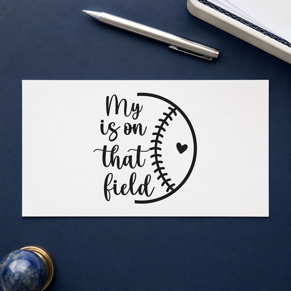 Half Baseball Outline With Heart Stamp – Slim Pre-Inked in use 4