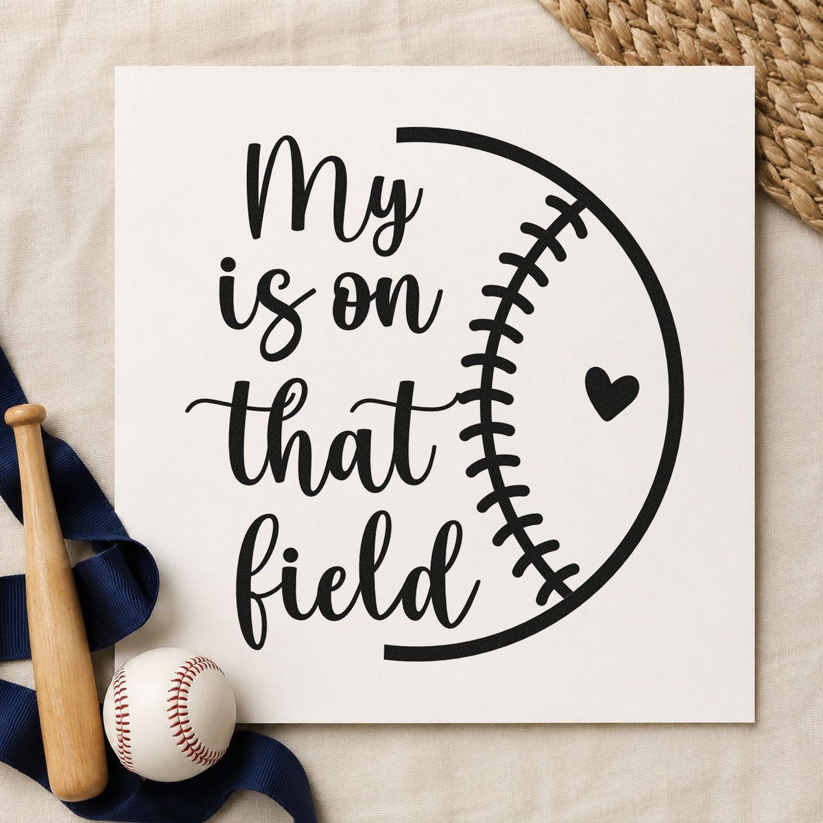 Half Baseball Outline With Heart Stamp – Self-Inking in use 9