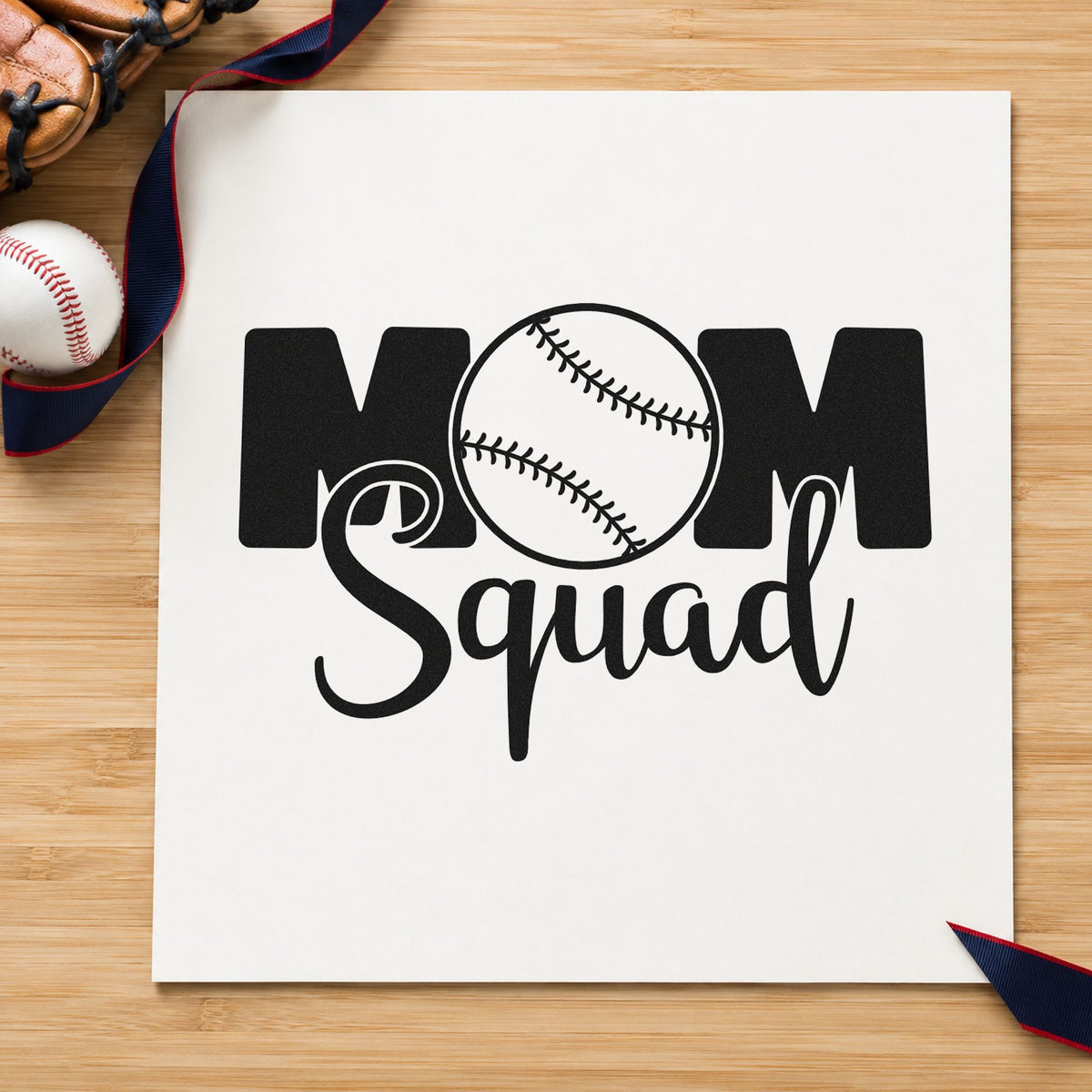 Baseball Mom Squad Self-Inking Stamp in use 3