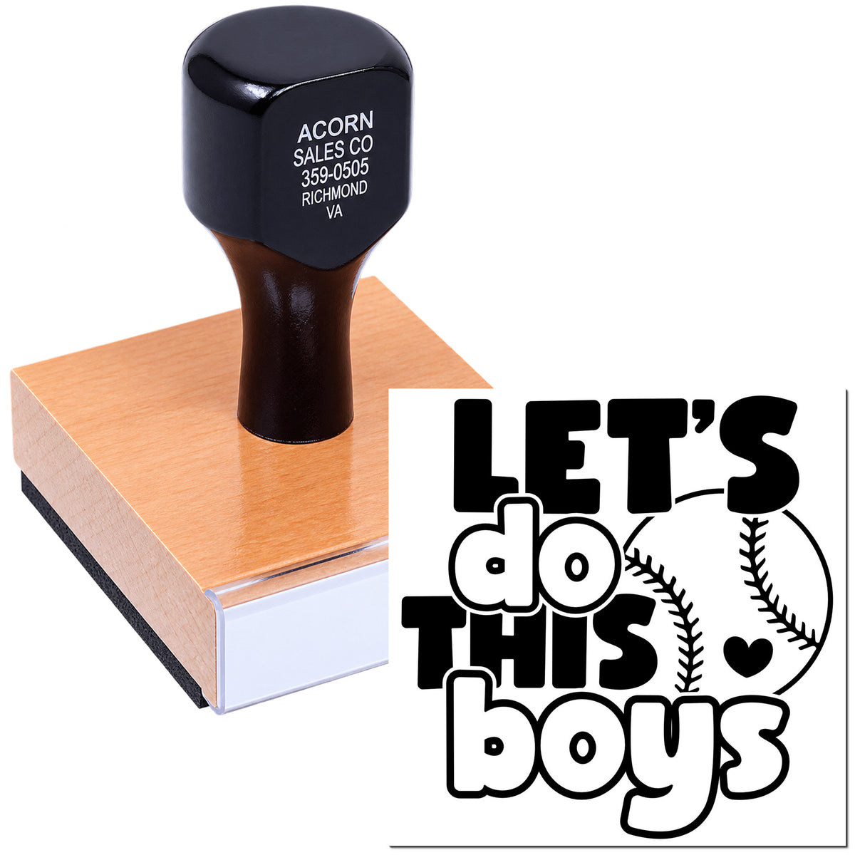 Custom baseball rubber stamp with Lets Do This Boys design for team spirit, game day crafts, and sports projects.