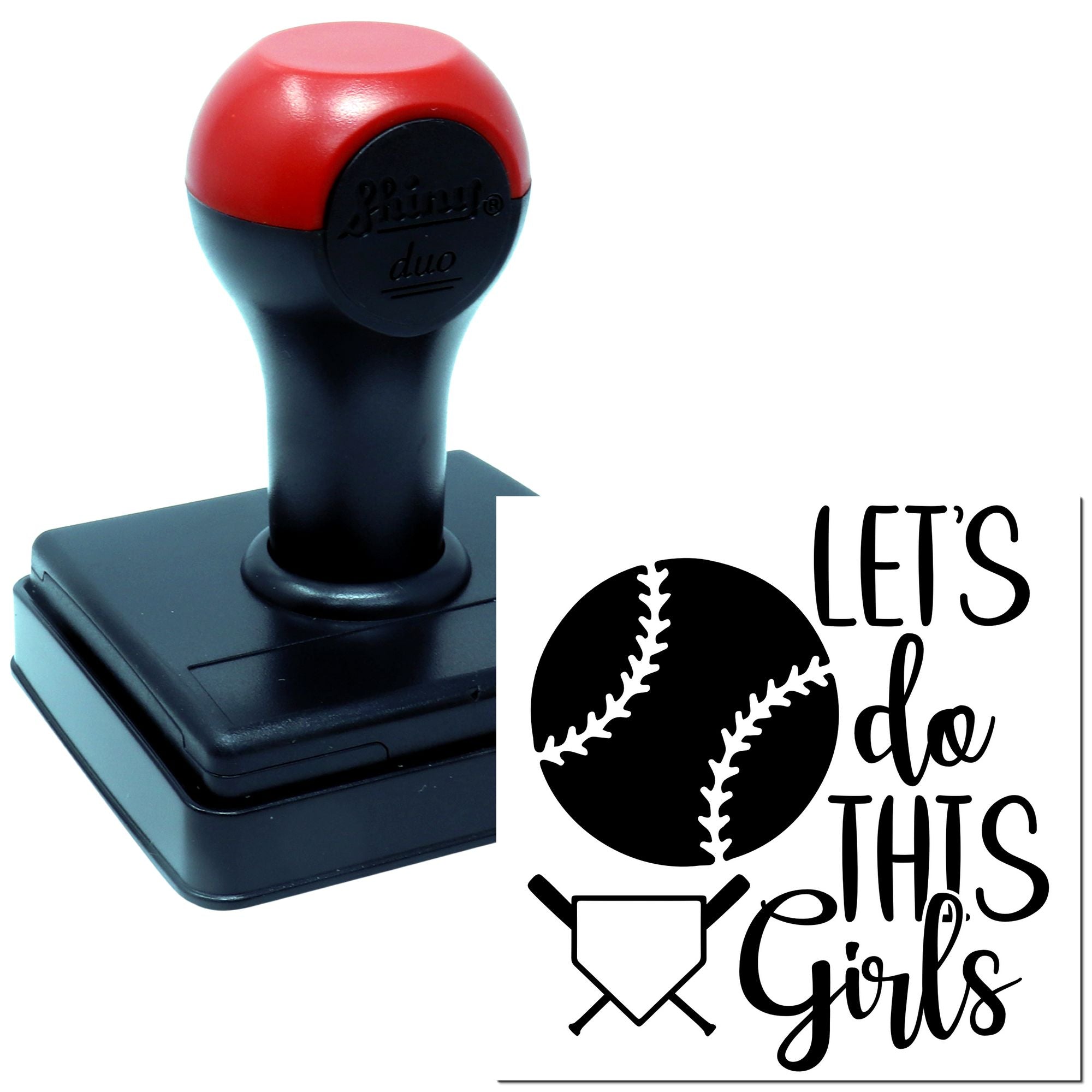 Duo Hand Girls' Baseball Power Greeting Card Rubber Stamp