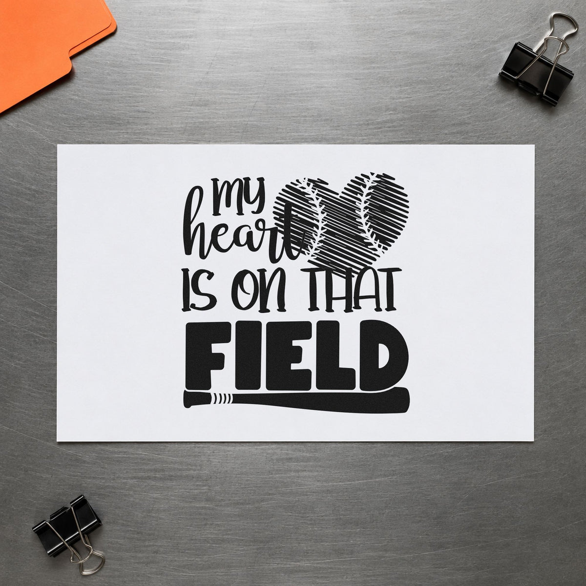 Distressed Baseball Heart Field Self-Inking Stamp in use 10