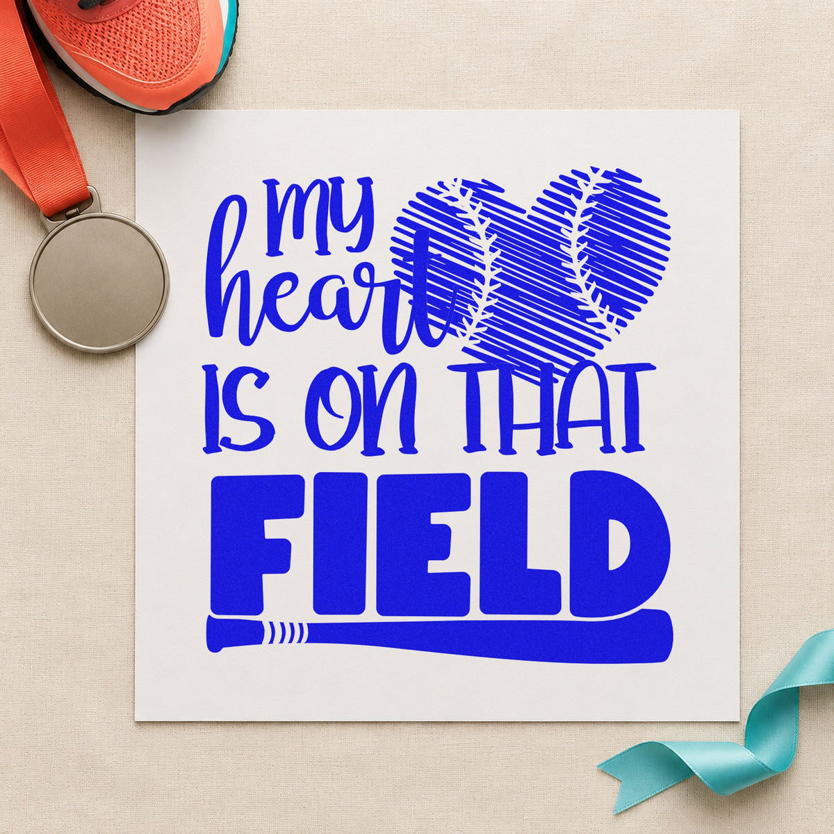 Distressed Baseball Heart Field Self-Inking Stamp in use 6