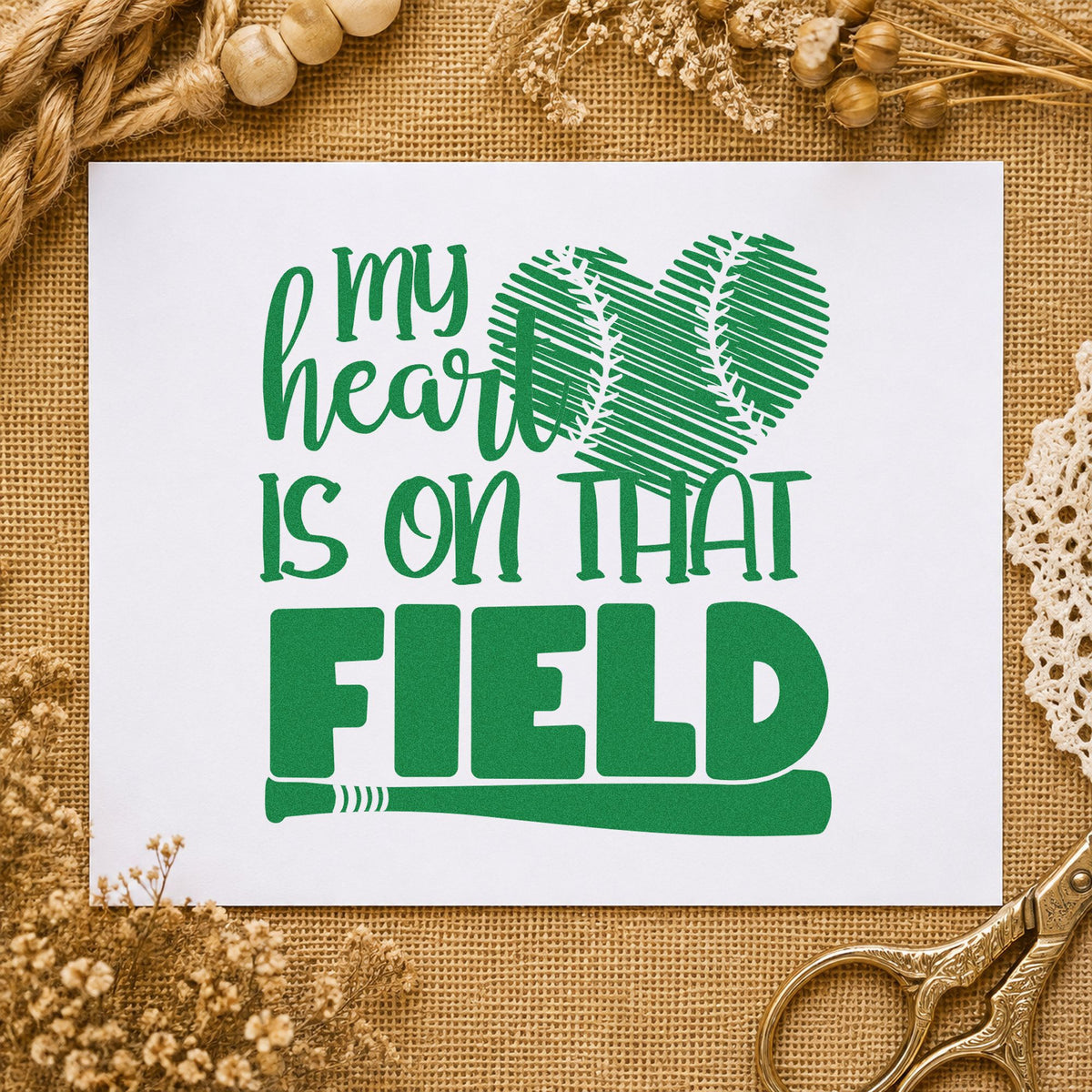 Distressed Baseball Heart Field Self-Inking Stamp in use 8