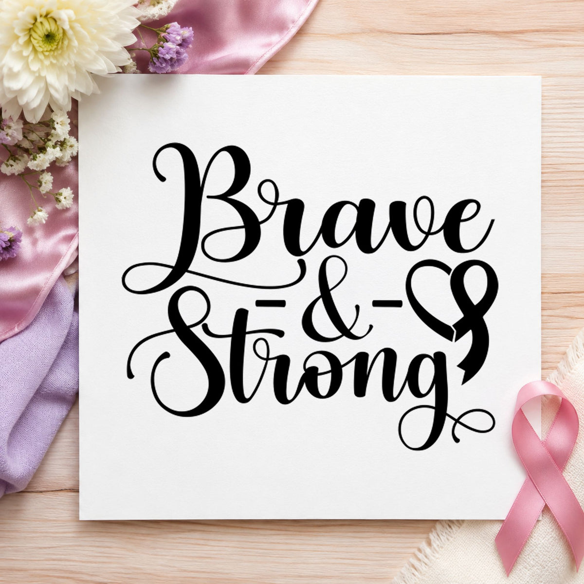 Wood Handle Brave & Strong Awareness Ribbon Rubber Stamp in use 6