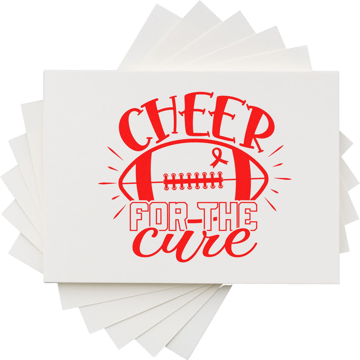 Cheer for the Cure rubber stamp shown in red ink, stamped for projects such as pink out signs.