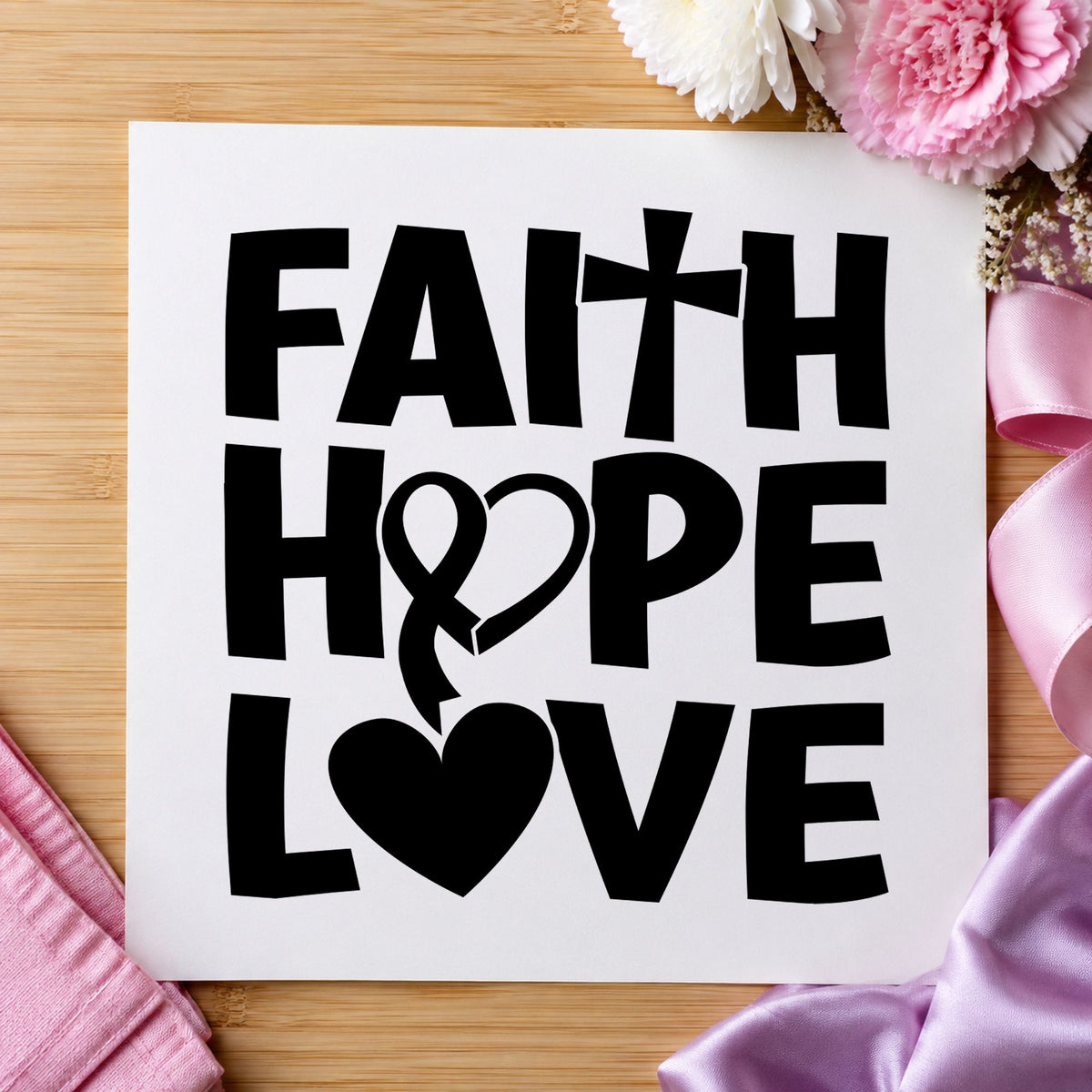 Pre-Inked Faith Hope Love Ribbon With Cross Stamp – PSI in use 3