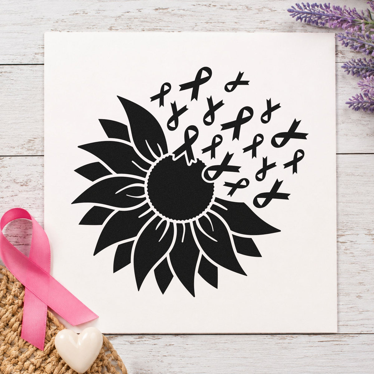 Sunflower Awareness Ribbons Hand Stamp – Duo in use 3