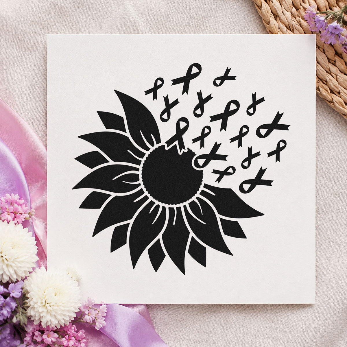 Sunflower Awareness Ribbons Hand Stamp – Duo in use 4