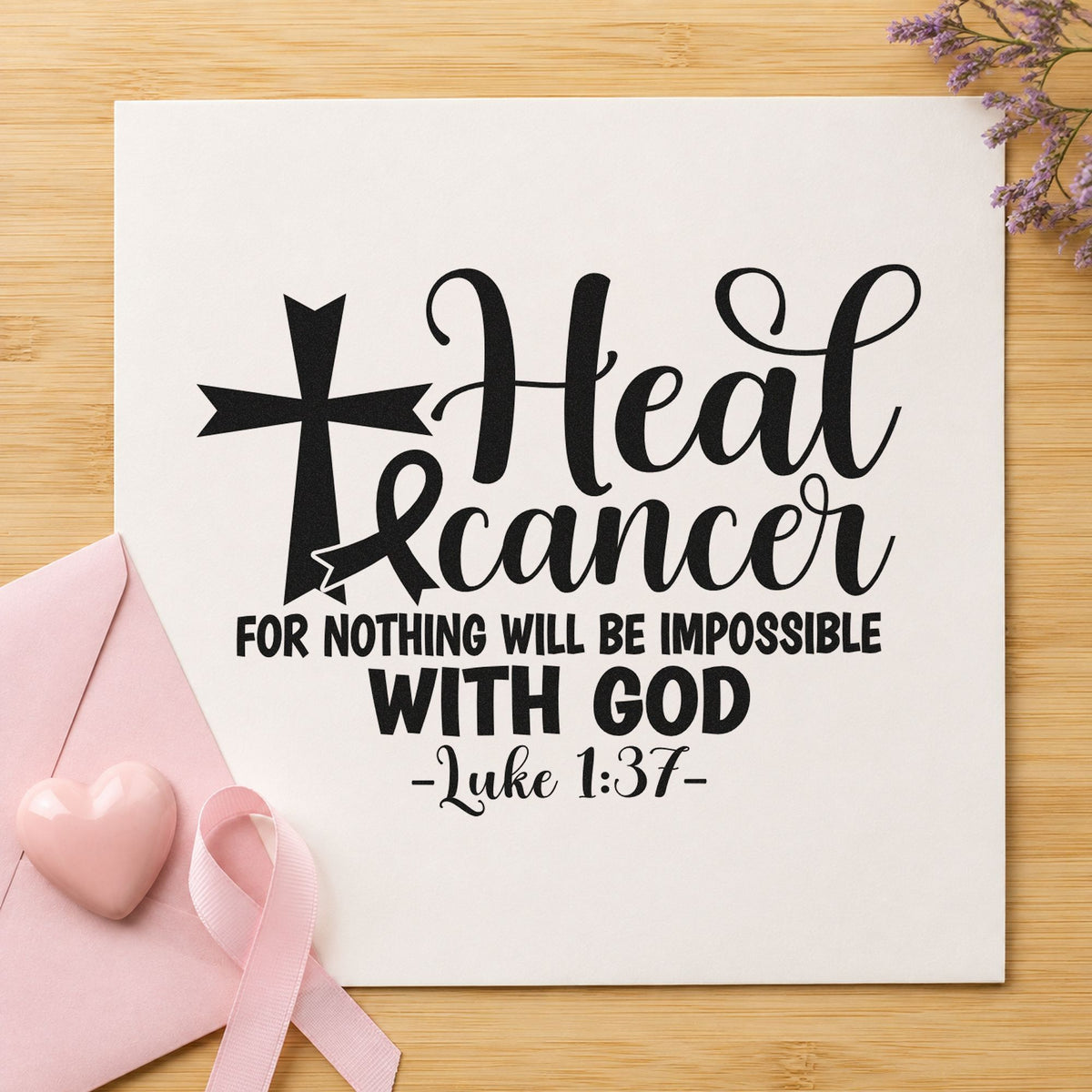 Pre-Inked Heal Cancer With God Awareness Ribbon Stamp – PSI in use 3