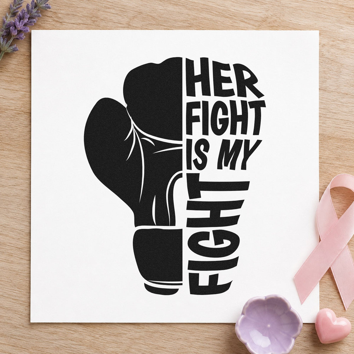 Her Fight Is My Fight rubber stamp printed in black ink, ready for solidarity cards and similar paper crafts.