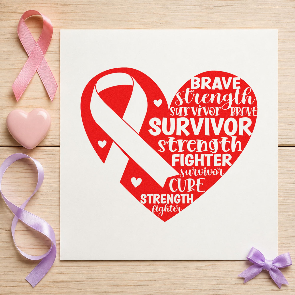 Survivor Ribbon Heart Lettering Self-Inking Stamp in use 7