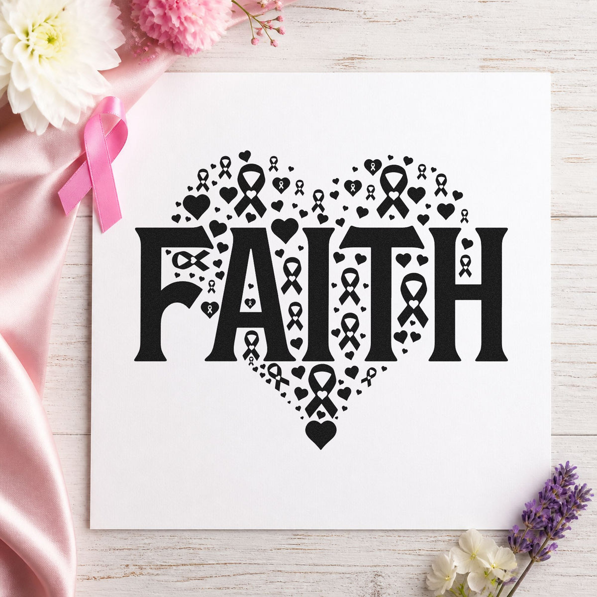 Faith Awareness Heart With Cross Wood-Mounted Rubber Stamp in use 3