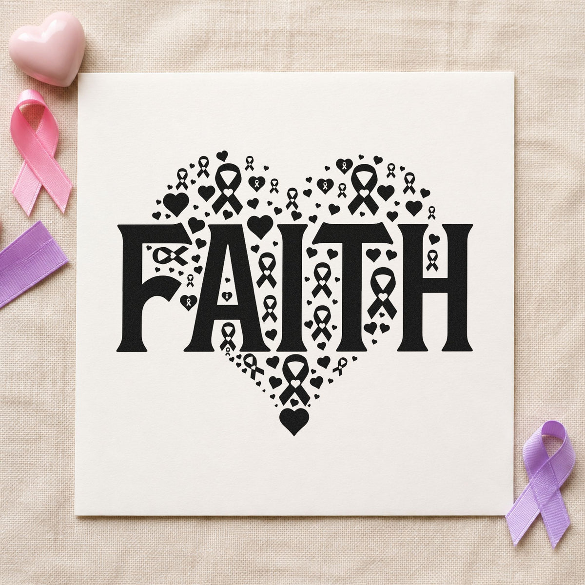 Faith Awareness Heart With Cross Wood-Mounted Rubber Stamp in use 4