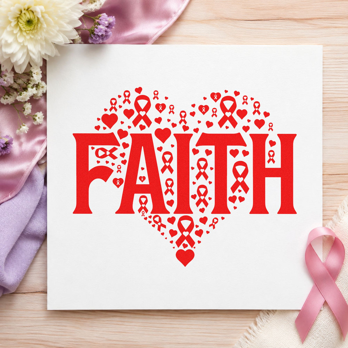 Faith Awareness Heart With Cross Wood-Mounted Rubber Stamp in use 7