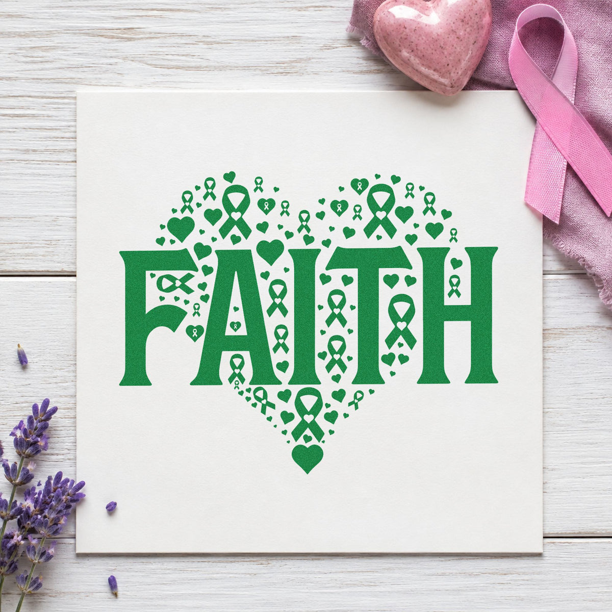 Faith Awareness Heart With Cross Wood-Mounted Rubber Stamp in use 8
