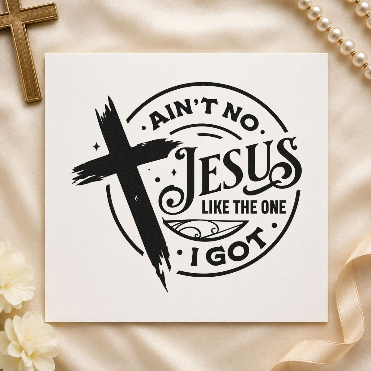 Ain't No Jesus Like Mine Rubber Stamp – Duo Hand in use 9