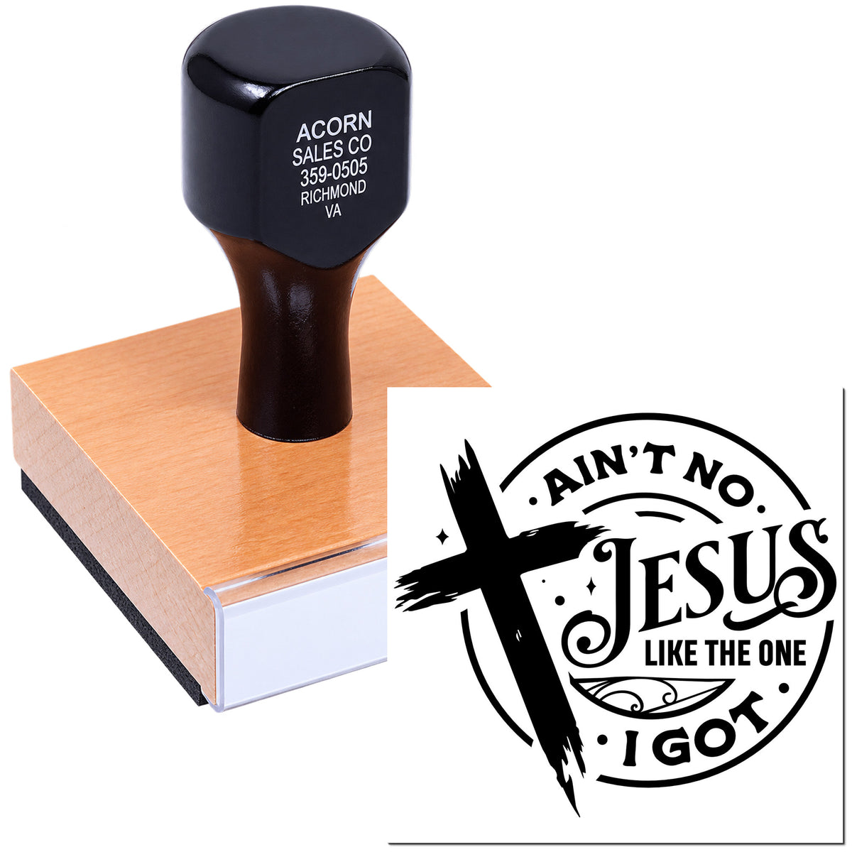 Christian rubber stamp design reading Aint No Jesus Like the One I Got for faith-based crafts, ministry, and church use.