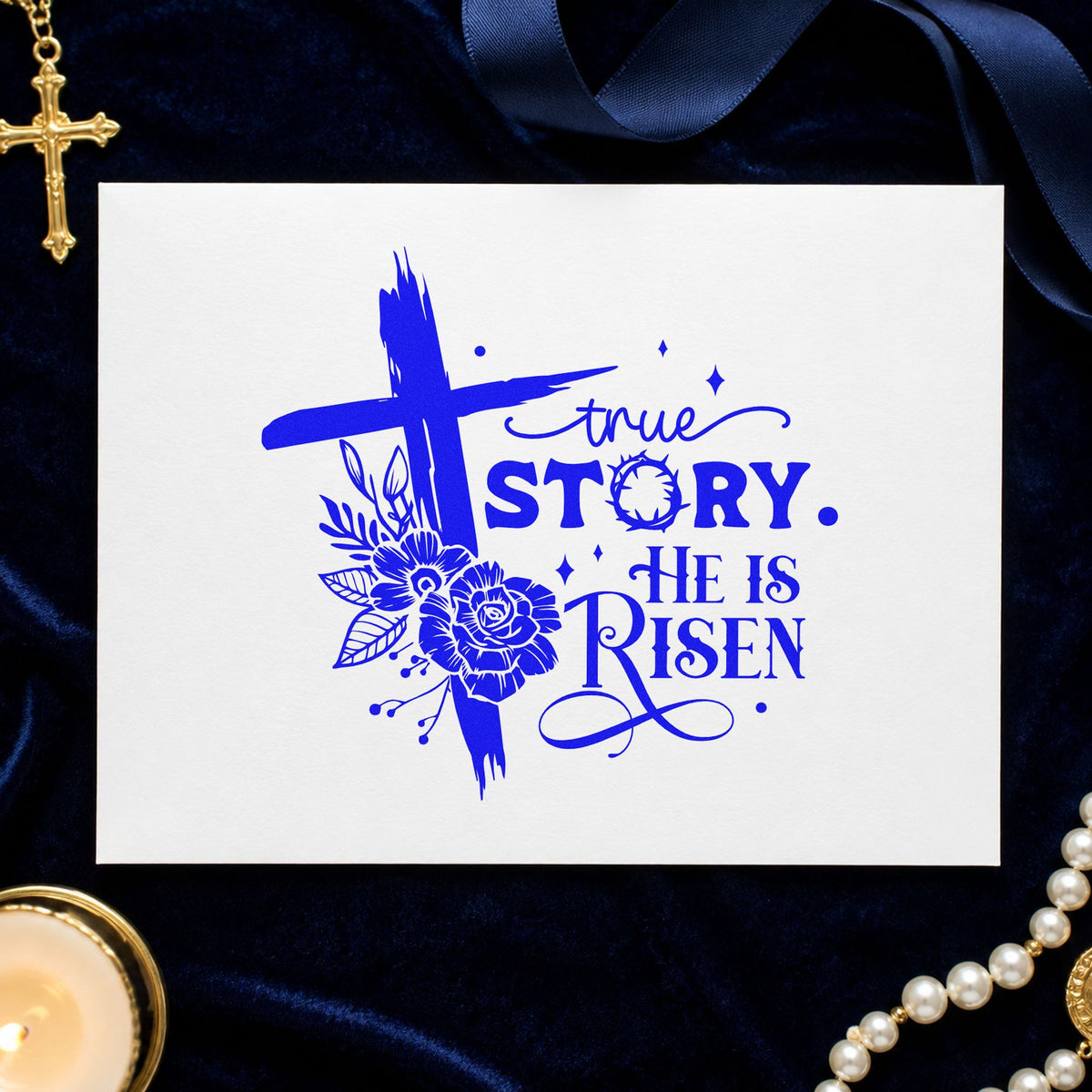 True Story He Is Risen Floral Stamp – Duo Hand in use 5