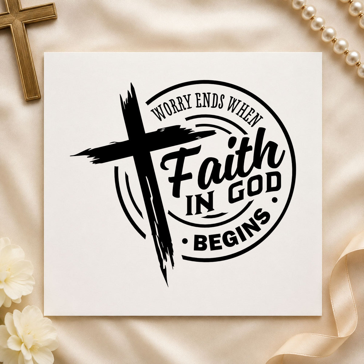 Worry Ends Where Faith In God Begins Brushstroke Cross Stamp – Slim Pre-Inked in use 4