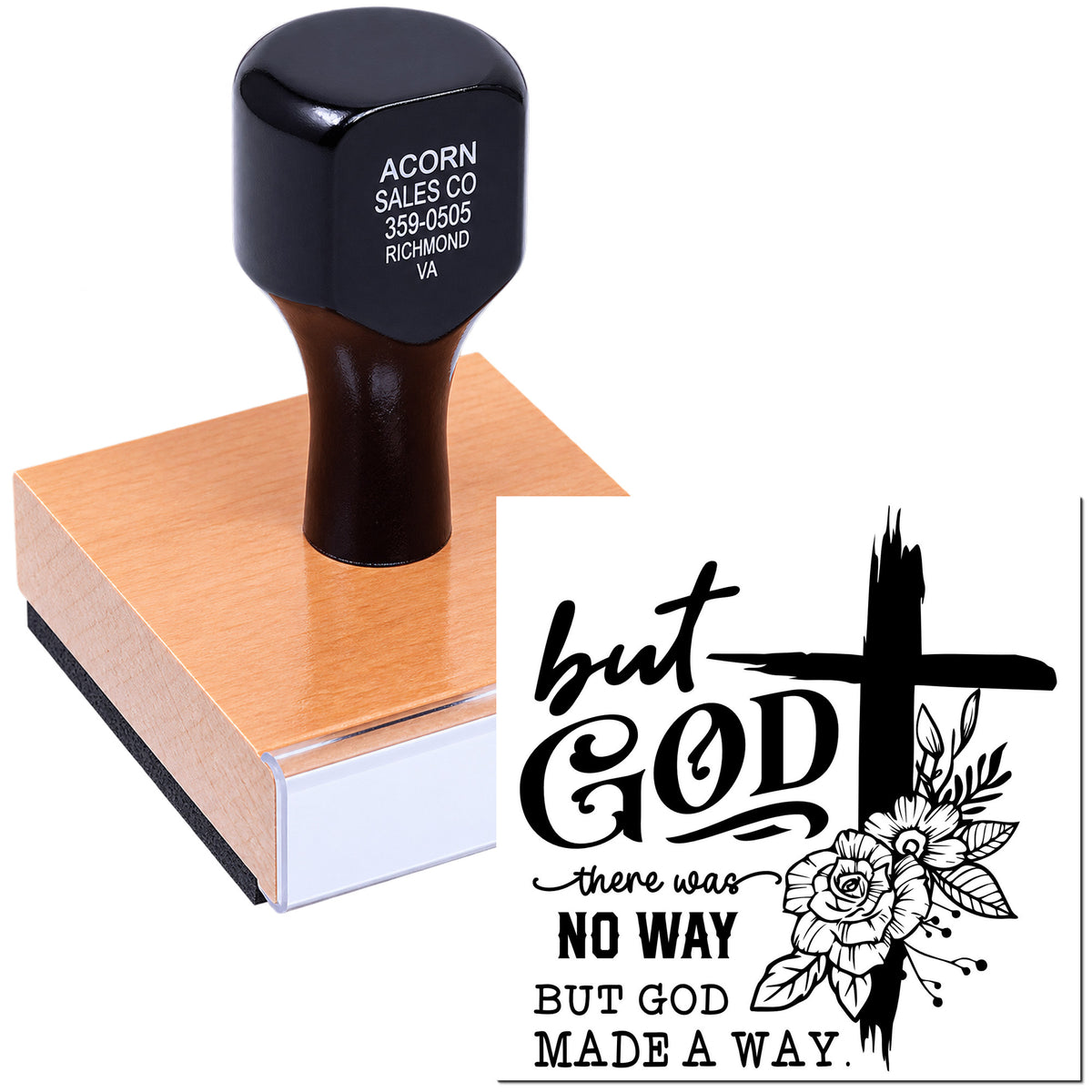 Christian rubber stamp with But God Made a Way faith quote for cards, crafts, and Bible journaling.