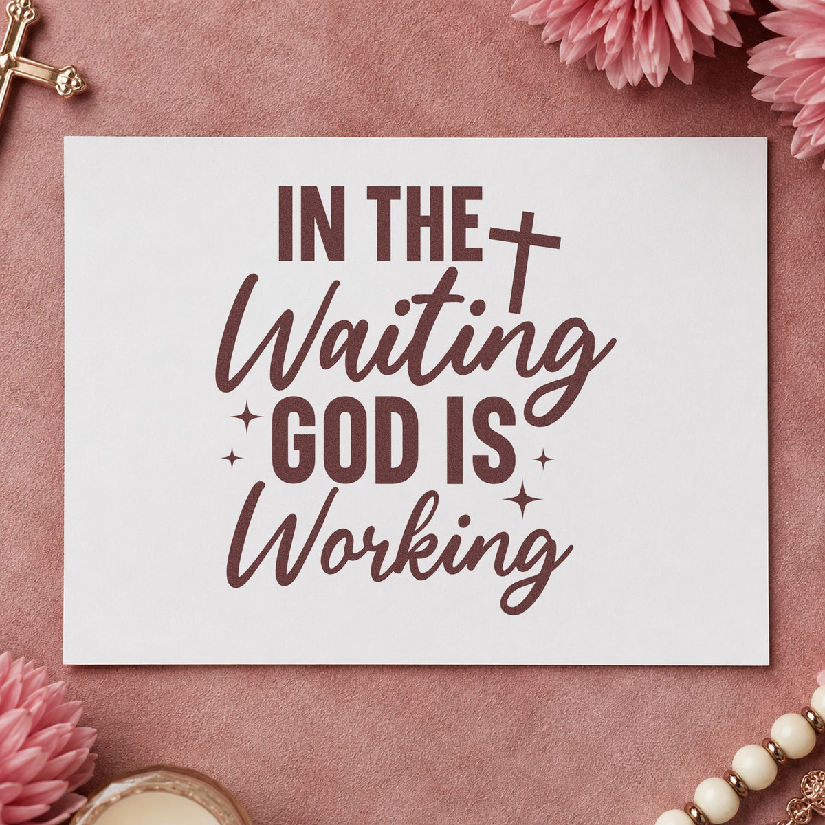 In The Waiting God Is Working Slim Pre-Inked Stamp in use 4