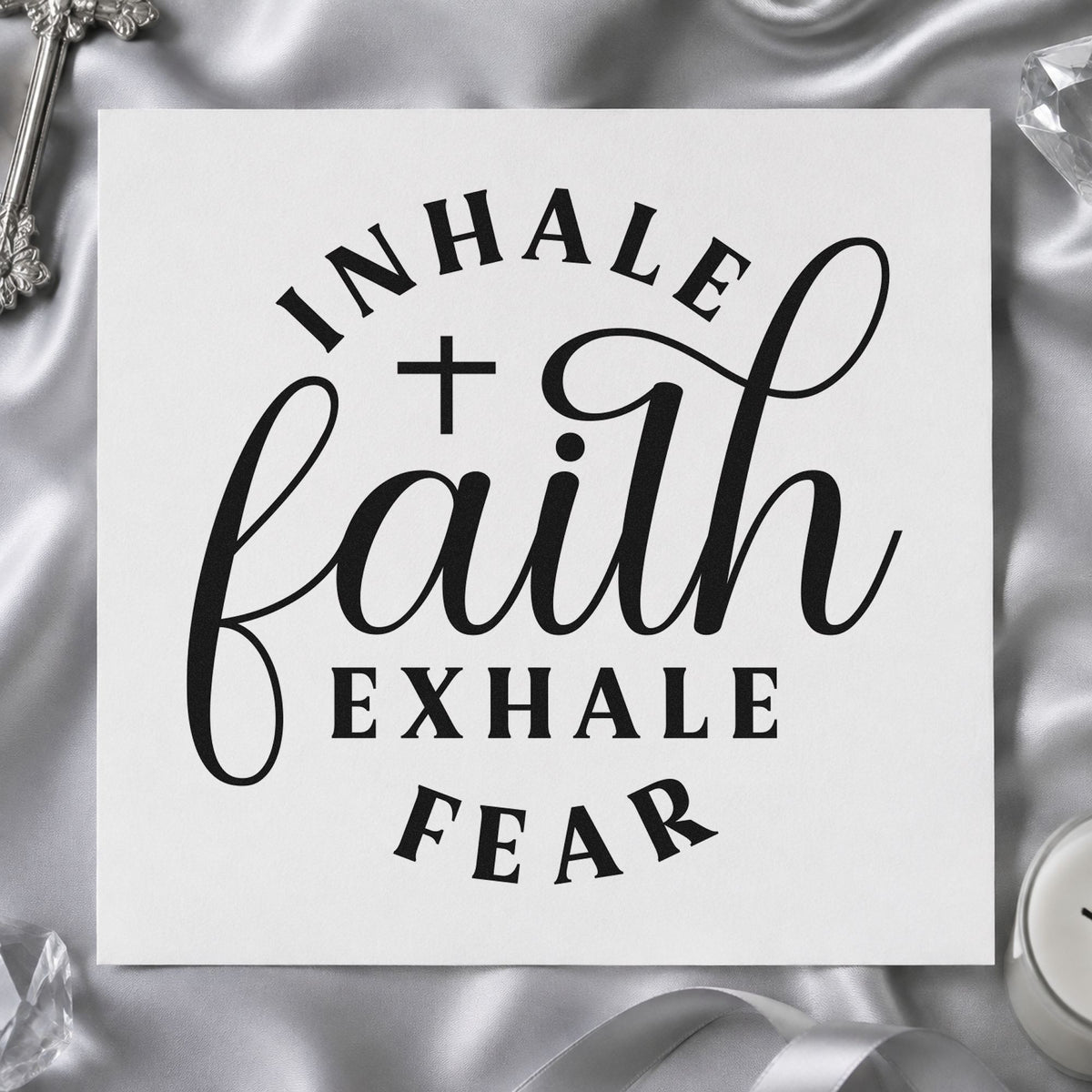 Inhale Faith, Exhale Fear With Cross Pre-Inked Stamp – Slim in use 9