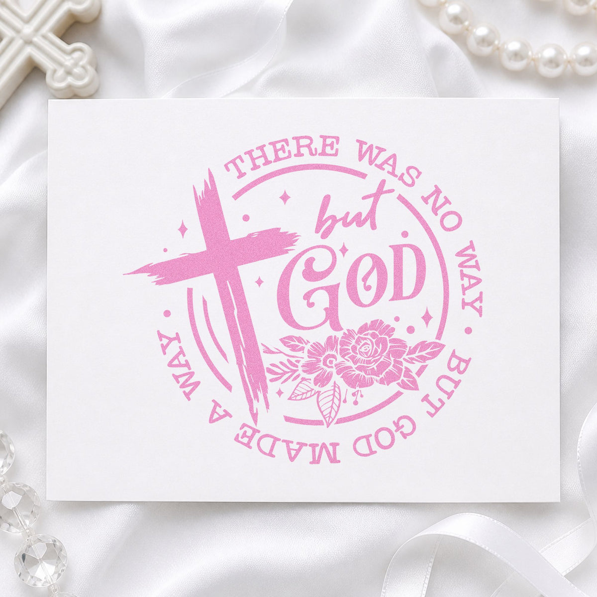 Duo Hand God Made A Way Rose Badge Rubber Stamp in use 10