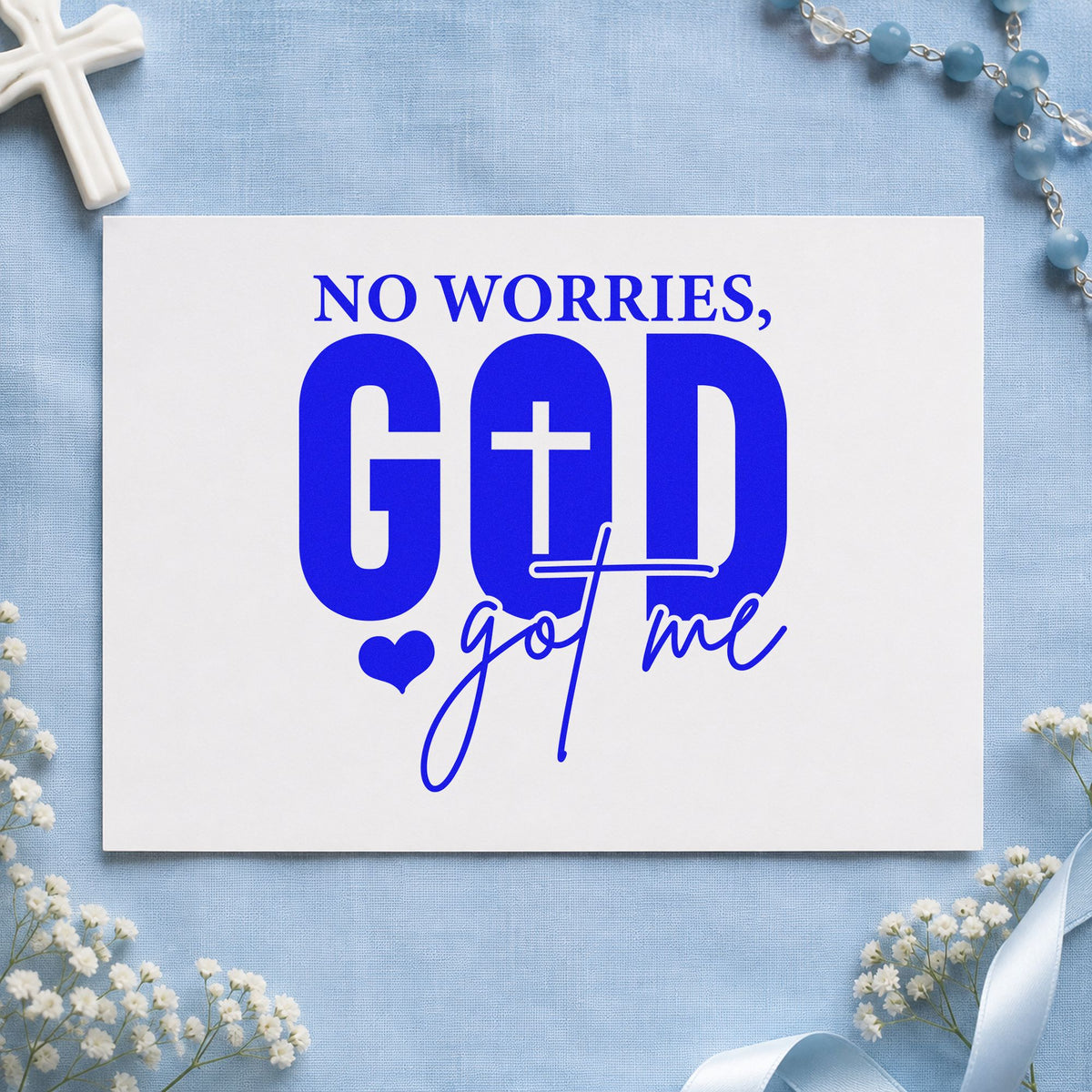 No Worries God Got Me With Cross Hand Stamp – Duo in use 5