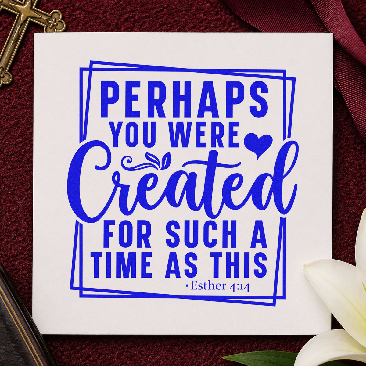 Created for Such a Time craft stamp in blue ink on cardstock, an easy option for scrapbook purpose pages.