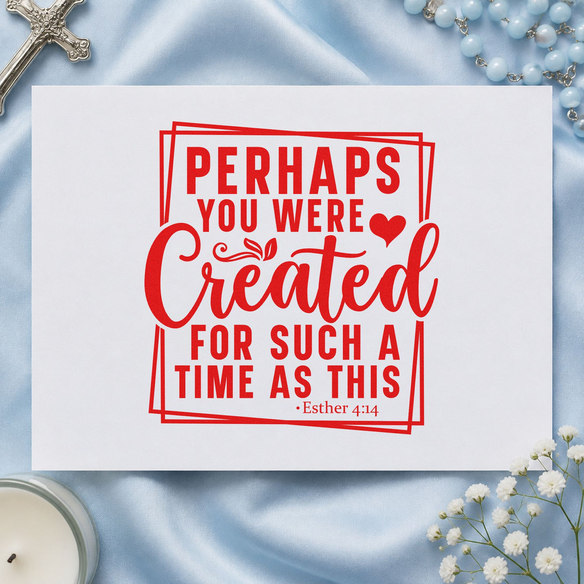 Created for Such a Time rubber stamp shown in red ink, stamped for projects such as journal cover stamping.