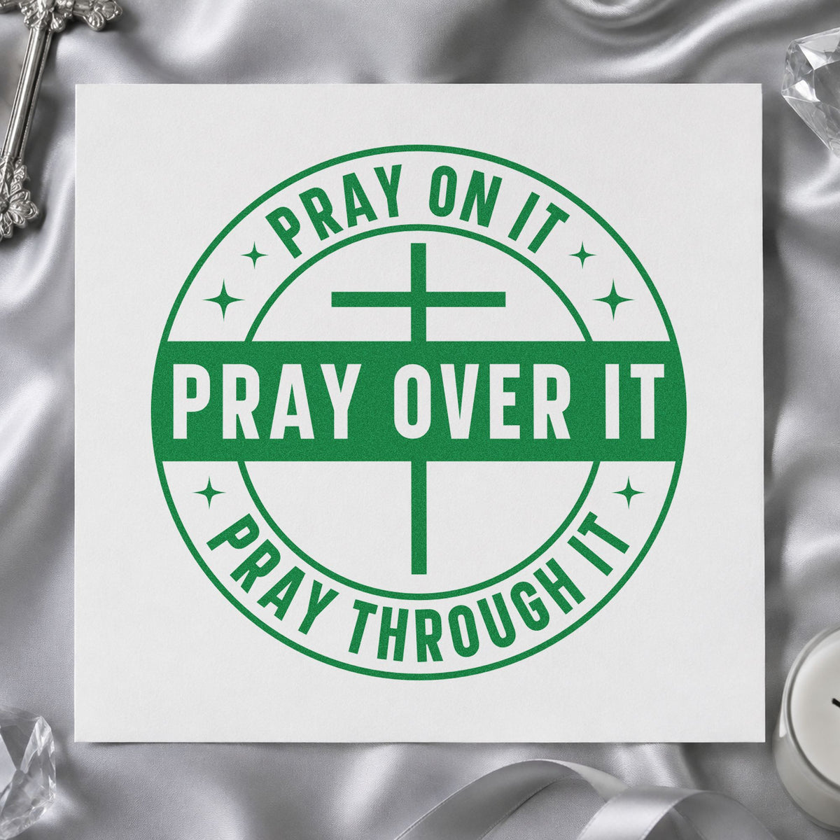 Pray On It, Pray Over It, Pray Through It Self-Inking Stamp in use 8